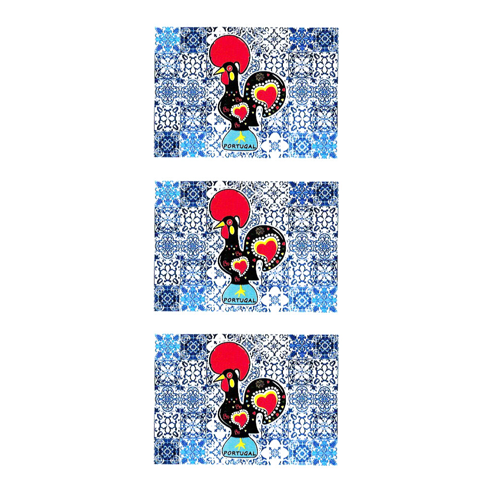 Traditional Portuguese Tiles With Barcelos Rooster Vinyl Sticker, Set of 3