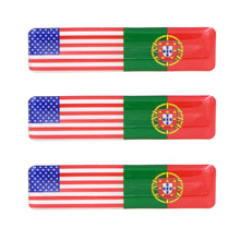 Load image into Gallery viewer, American and Portuguese Flag Resin Domed 3D Decal Car Sticker, Set of 3

