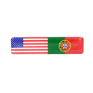 American and Portuguese Flag Resin Domed 3D Decal Car Sticker, Set of 3
