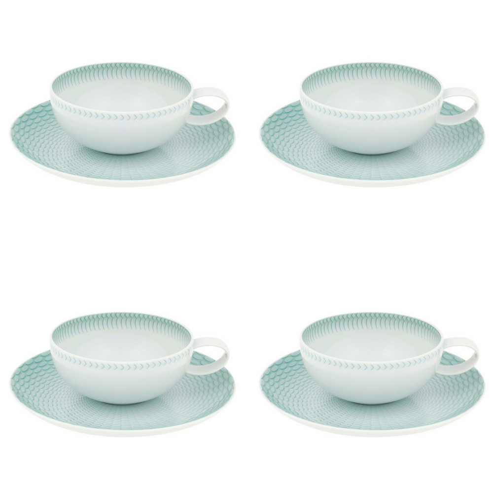 Vista Alegre Venezia Porcelain Tea Cup & Saucer Set of 4