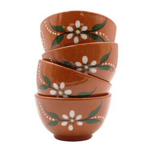 João Vale Hand-Painted Traditional Terracotta Vinho Verde Tinto Bowl - Set of 4